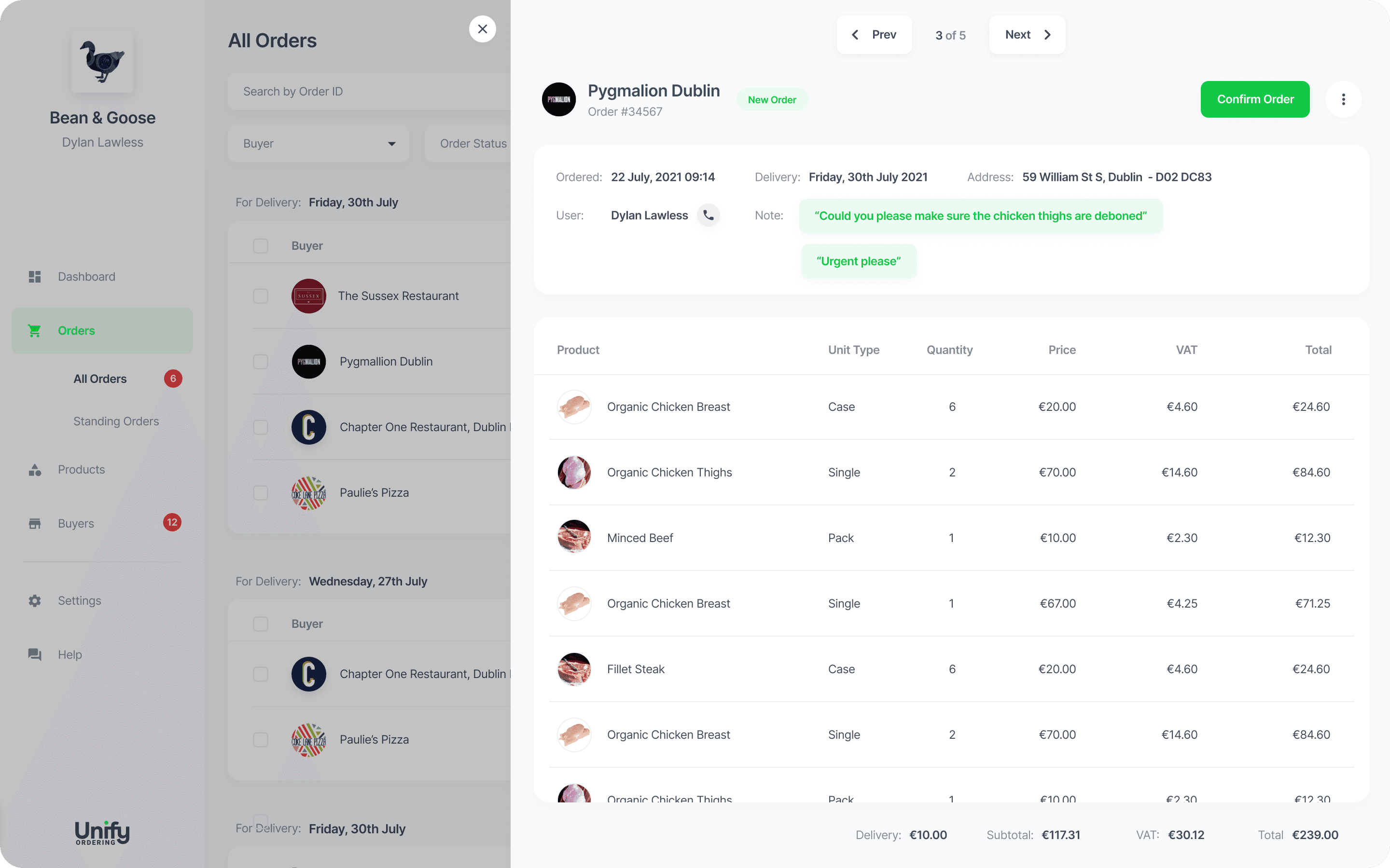 UnifyOrdering orders screen 2