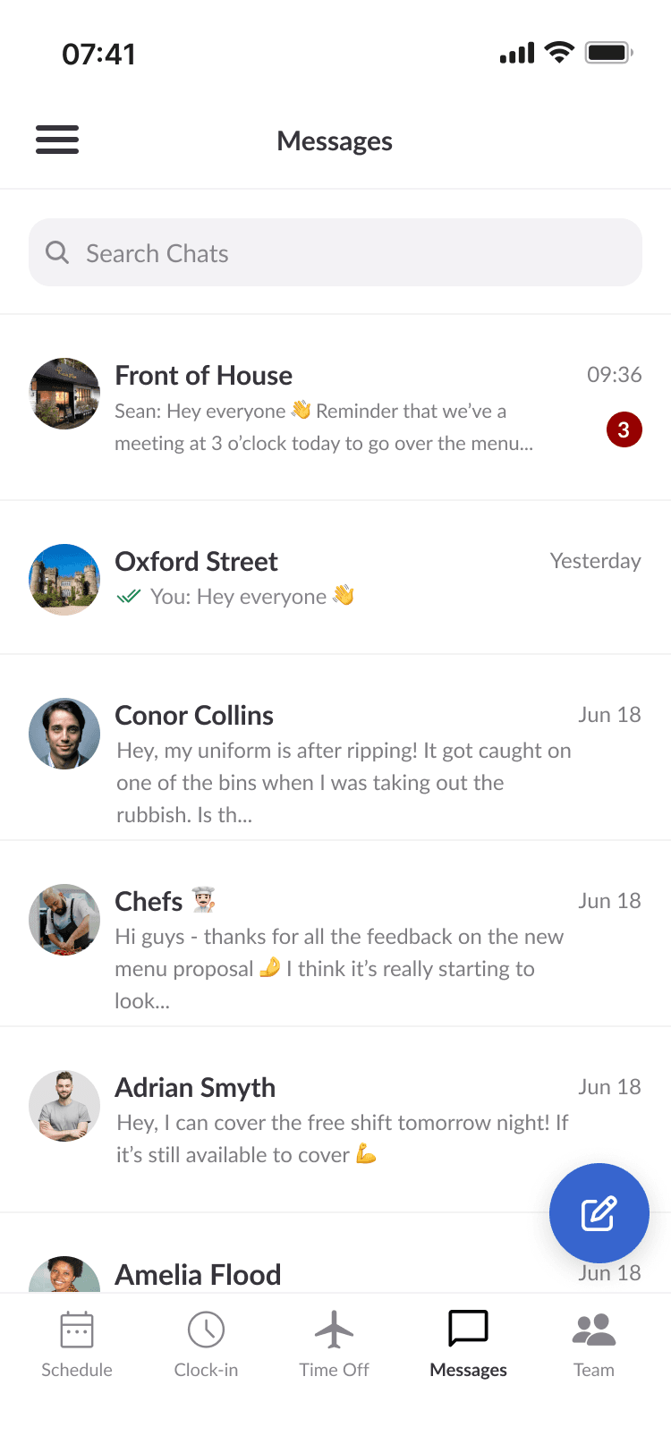 My Messages screen