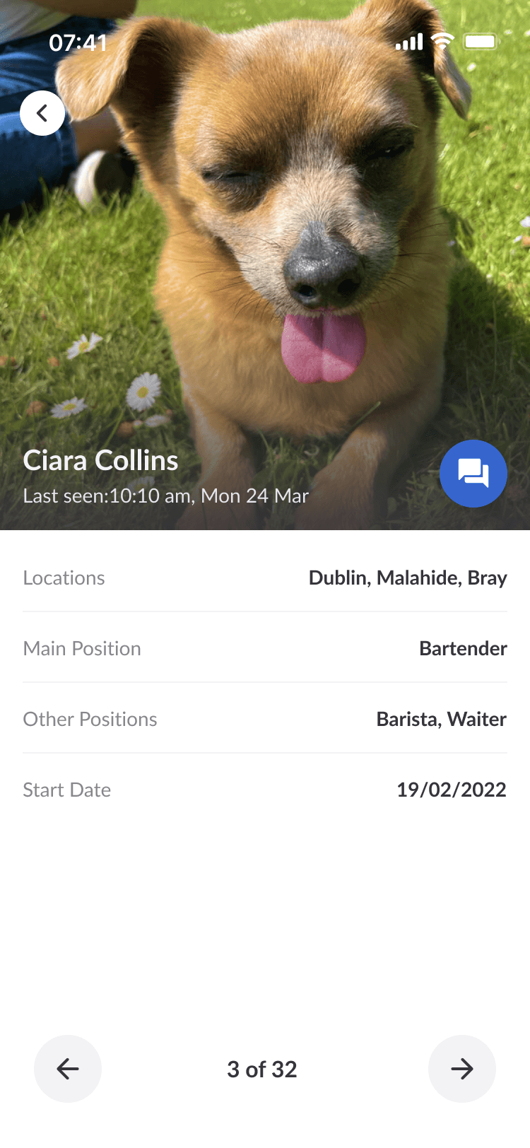 Team Directory Profile screen